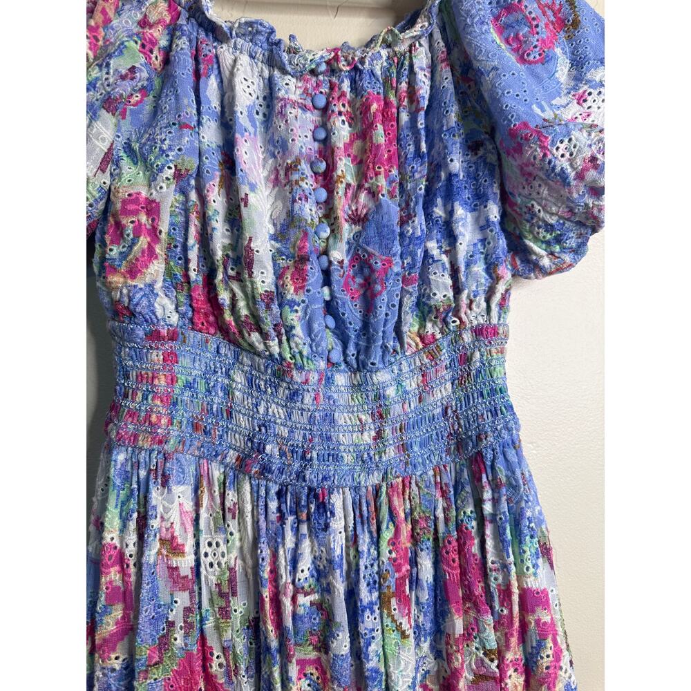 Hemant & Nandita Floral & Eyelet Off-The-Shoulder Maxi Dress SMALL - Picture 6 of 11